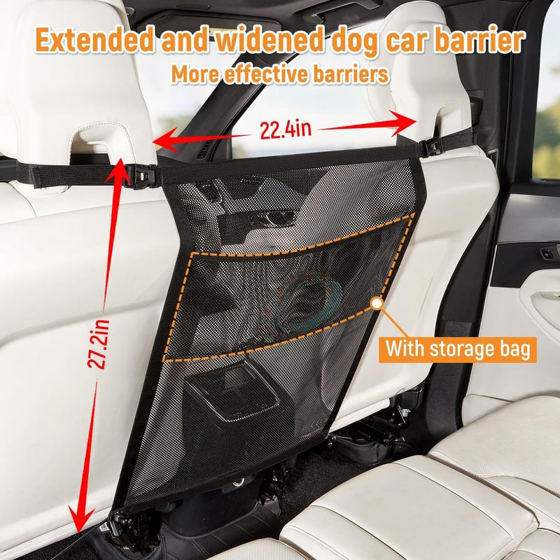 Veitail Dog Car Barrier,Dog Net for Car Divider,Pet Barrier with Mesh Organizer,Universal for Car,SUV,Truck - Image 2